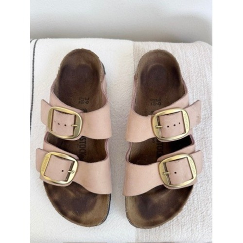 Birkenstock Arizona Big Buckle Sandcastle Nubuck Leather Sandals Womens 39 L8 - Picture 3 of 8